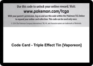 Pokemon TCG - SM - Guardians Rising - Code Card - Triple Effect Tin