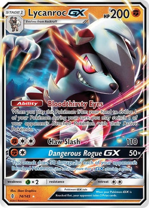 Pokemon TCG - SM - Guardians Rising - Lycanroc GX - 74/145 - Holofoil