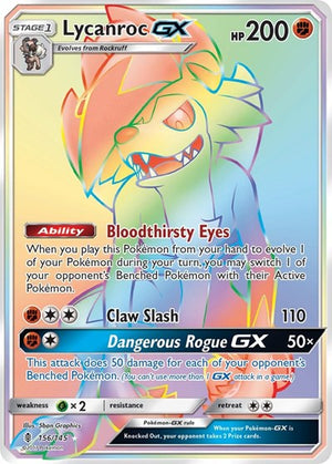 Pokemon TCG - SM - Guardians Rising - Lycanroc GX - 156/145 - Holofoil