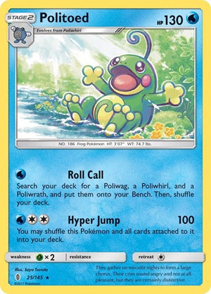 Pokemon TCG - SM - Guardians Rising - Politoed - 25/145 - Reverse Holofoil