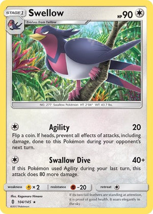 Pokemon TCG - SM - Guardians Rising - Swellow - 104/145