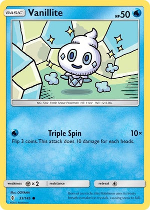 Pokemon TCG - SM - Guardians Rising - Vanillite - 33/145 - Reverse Holofoil
