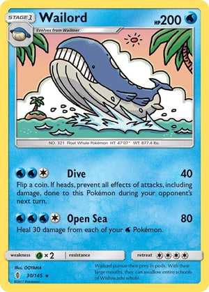 Pokemon TCG - SM - Guardians Rising - Wailord - 30/145 - Reverse Holofoil