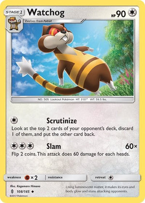 Pokemon TCG - SM - Guardians Rising - Watchog - 108/145 - Reverse Holofoil