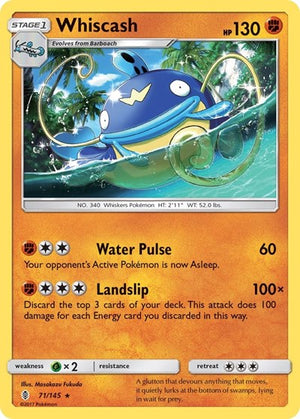Pokemon TCG - SM - Guardians Rising - Whiscash - 71/145 - Reverse Holofoil
