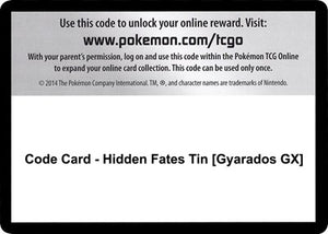 Pokemon TCG - Hidden Fates - Code Card - Hidden Fates Tin