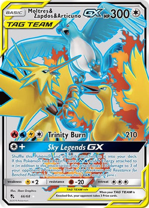 Pokemon TCG - Hidden Fates - Moltres & Zapdos & Articuno GX - 66/68 - Holofoil