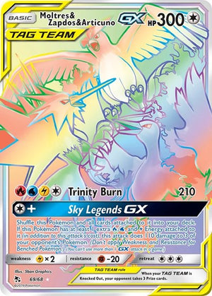 Pokemon TCG - Hidden Fates - Moltres & Zapdos & Articuno GX - 69/68 - Holofoil