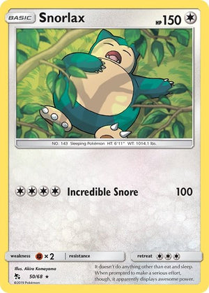 Pokemon TCG - Hidden Fates - Snorlax - 50/68 - Reverse Holofoil