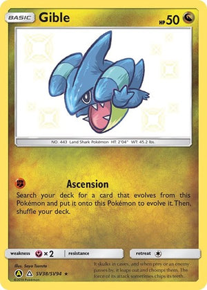 Pokemon TCG - Hidden Fates: Shiny Vault - Gible - SV38/SV94 - Holofoil
