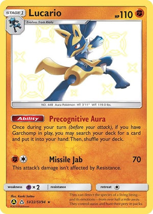 Pokemon TCG - Hidden Fates: Shiny Vault - Lucario - SV22/SV94 - Holofoil