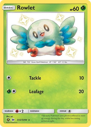 Pokemon TCG - Hidden Fates: Shiny Vault - Rowlet - SV2/SV94 - Holofoil