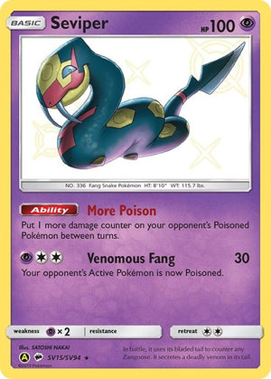 Pokemon TCG - Hidden Fates: Shiny Vault - Seviper - SV15/SV94 - Holofoil