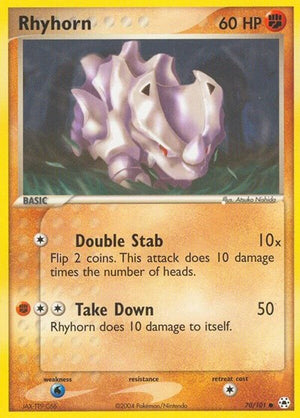Pokemon TCG - EX Hidden Legends - Rhyhorn - 70/101 - Reverse Holofoil