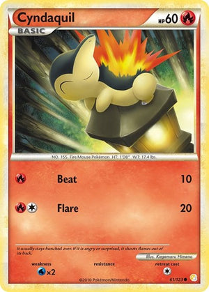 Pokemon TCG - HeartGold & SoulSilver - Cyndaquil - 61/123 - Reverse Holofoil