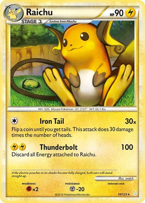Pokemon TCG - HeartGold & SoulSilver - Raichu - 10/123 - Reverse Holofoil
