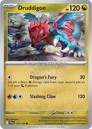 Pokemon TCG - SV09: Journey Together - Druddigon - 115/159 - Reverse Holofoil