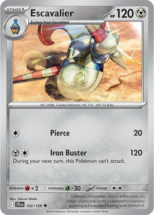 Pokemon TCG - SV09: Journey Together - Escavalier - 102/159 - Reverse Holofoil