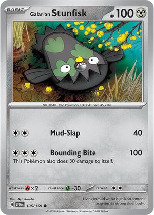 Pokemon TCG - SV09: Journey Together - Galarian Stunfisk - 106/159 - Reverse Holofoil