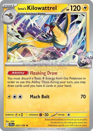 Pokemon TCG - SV09: Journey Together - Iono's Kilowattrel - 055/159 - Reverse Holofoil