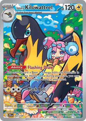Pokemon TCG - SV09: Journey Together - Iono's Kilowattrel - 163/159 - Holofoil