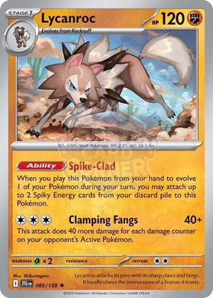 Pokemon TCG - SV09: Journey Together - Lycanroc - 085/159 - Reverse Holofoil