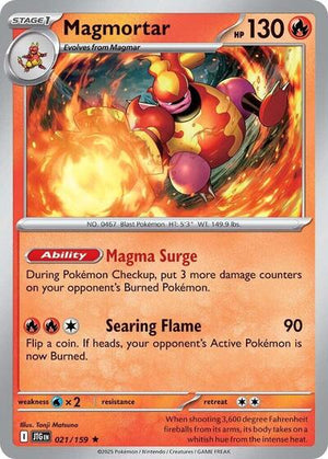 Pokemon TCG - SV09: Journey Together - Magmortar - 021/159 - Reverse Holofoil