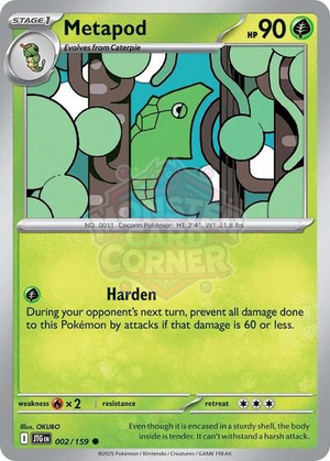 Pokemon TCG - SV09: Journey Together - Metapod - 002/159 - Reverse Holofoil