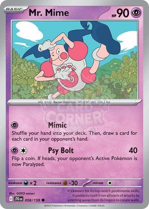 Pokemon TCG - SV09: Journey Together - Mr. Mime - 058/159 - Reverse Holofoil