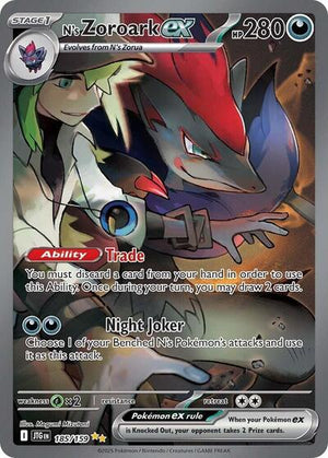 Pokemon TCG - SV09: Journey Together - N's Zoroark ex - 185/159 - Holofoil