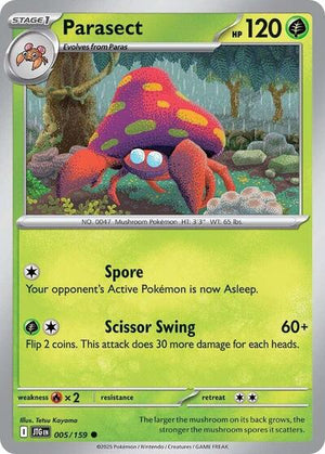 Pokemon TCG - SV09: Journey Together - Parasect - 005/159 - Reverse Holofoil