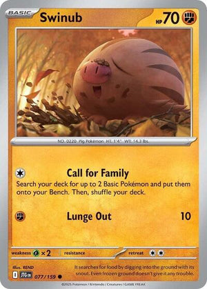 Pokemon TCG - SV09: Journey Together - Swinub - 077/159 - Reverse Holofoil
