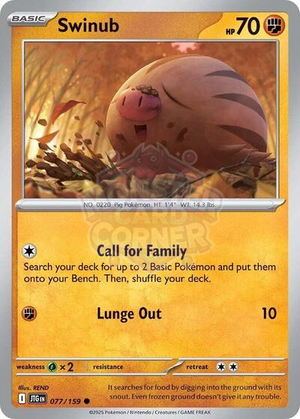 Pokemon TCG - SV09: Journey Together - Swinub - 077/159