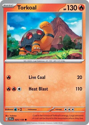 Pokemon TCG - SV09: Journey Together - Torkoal - 025/159 - Reverse Holofoil