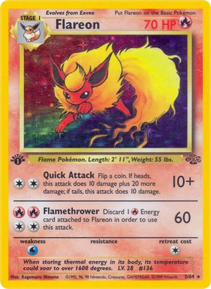 Pokemon TCG - Jungle - Flareon - 03/64 - 1st Edition Holofoil