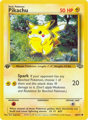 Pokemon TCG - Jungle - Pikachu - 60/64 - 1st Edition