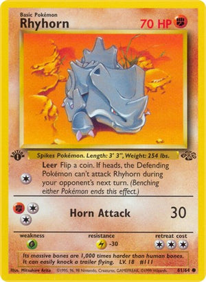 Pokemon TCG - Jungle - Rhyhorn - 61/64 - 1st Edition