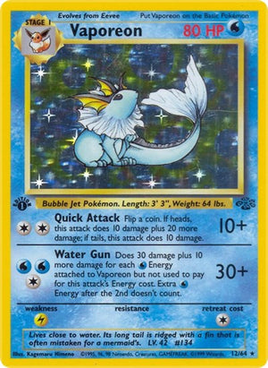 Pokemon TCG - Jungle - Vaporeon - 12/64 - Unlimited Holofoil