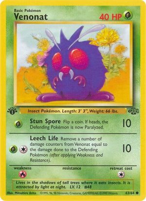 Pokemon TCG - Jungle - Venonat - 63/64 - 1st Edition