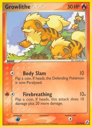 Pokemon TCG - EX Legend Maker - Growlithe - 55/92 - Reverse Holofoil