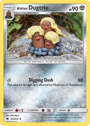 Pokemon TCG - SM - Lost Thunder - Alolan Dugtrio - 123/214 - Reverse Holofoil