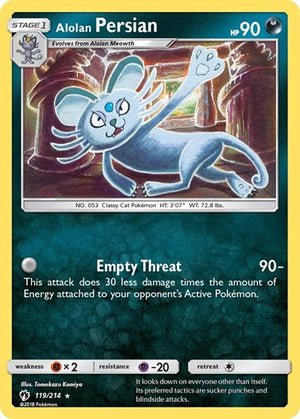 Pokemon TCG - SM - Lost Thunder - Alolan Persian - 119/214