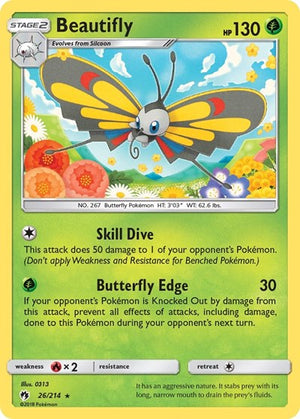 Pokemon TCG - SM - Lost Thunder - Beautifly - 26/214 - Reverse Holofoil