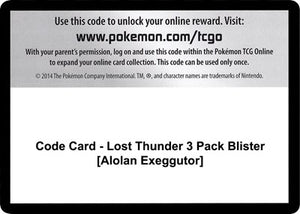 Pokemon TCG - SM - Lost Thunder - Code Card - Lost Thunder 3 Pack Blister