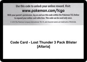 Pokemon TCG - SM - Lost Thunder - Code Card - Lost Thunder 3 Pack Blister
