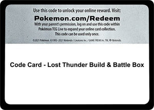 Pokemon TCG - SM - Lost Thunder - Code Card - Lost Thunder Build & Battle Box