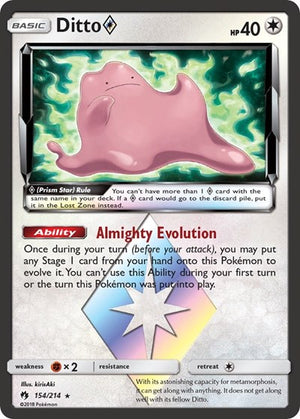 Pokemon TCG - SM - Lost Thunder - Ditto Prism Star - 154/214 - Holofoil