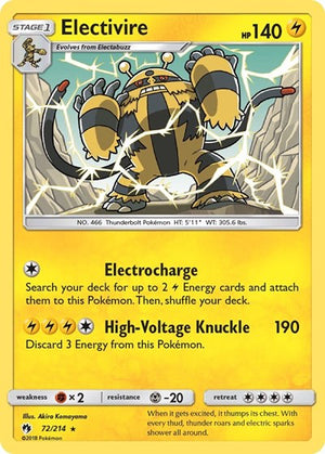 Pokemon TCG - SM - Lost Thunder - Electivire - 72/214