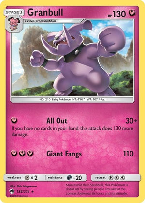 Pokemon TCG - SM - Lost Thunder - Granbull - 138/214 - Reverse Holofoil