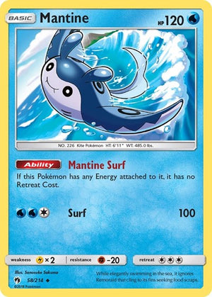 Pokemon TCG - SM - Lost Thunder - Mantine - 58/214 - Reverse Holofoil